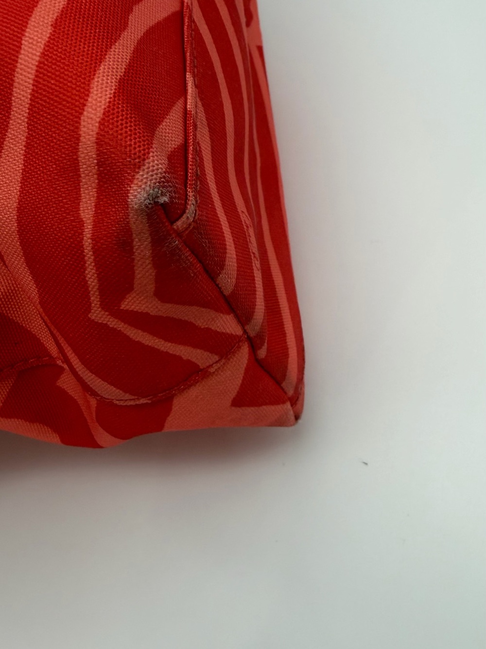 Coach Red Zebra-Print Tote with Tan Leather Trim and Logo Charm this is used! - Picture 10 of 13
